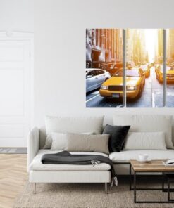 Mehrteiliges Bild Taxi Im Sonnenschein Nyc