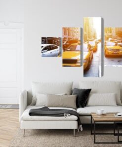 Mehrteiliges Bild Taxi Im Sonnenschein Nyc