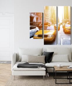 Mehrteiliges Bild Taxi Im Sonnenschein Nyc