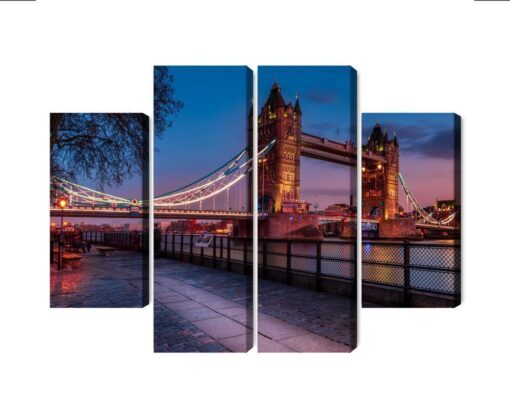 Mehrteiliges Bild Tower Bridge In London Bei Sonnenuntergang