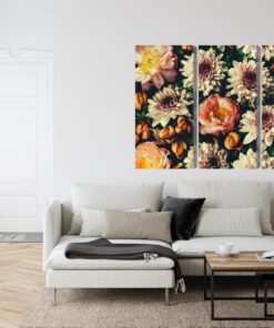 Mehrteiliges Bild Vielzahl Von Bunten 3D-Blumen