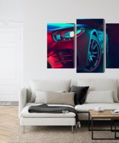 Mehrteiliges Bild Vorderseite Eines 3D-Sportwagens