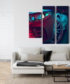 Mehrteiliges Bild Vorderseite Eines 3D-Sportwagens