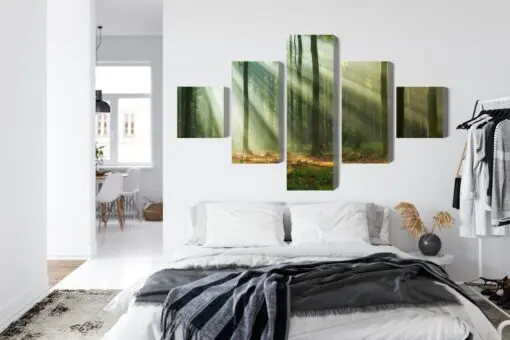 Mehrteiliges Bild Waldlandschaft Am Morgen