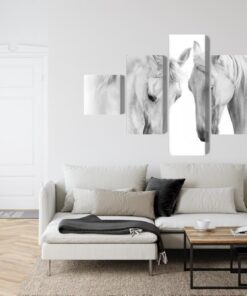 Mehrteiliges Bild Zwei Pferde Auf Weißem Hintergrund