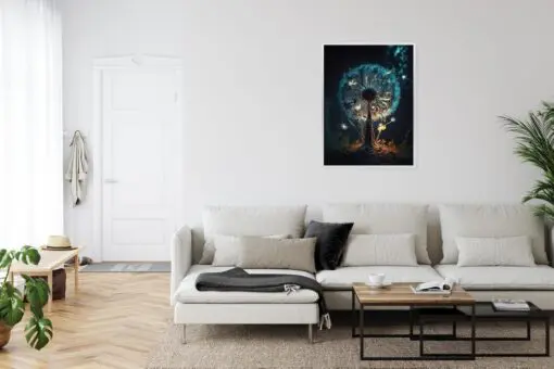Poster Abstrakter Löwenzahn Im Wald