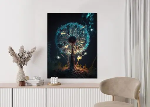 Poster Abstrakter Löwenzahn Im Wald