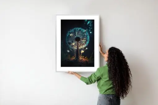 Poster Abstrakter Löwenzahn Im Wald