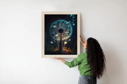 Poster Abstrakter Löwenzahn Im Wald