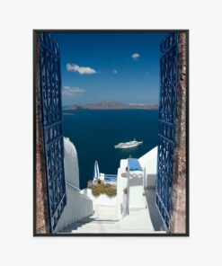 Poster Blaues Tor Von Santorini Mit Blick Auf Das Meer