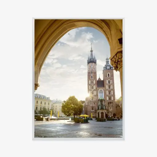 Poster Blick Von Der Tuchhalle Auf Die Marienkirche In Krakau
