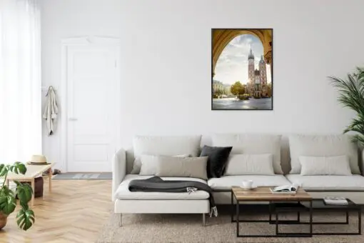 Poster Blick Von Der Tuchhalle Auf Die Marienkirche In Krakau