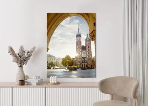 Poster Blick Von Der Tuchhalle Auf Die Marienkirche In Krakau