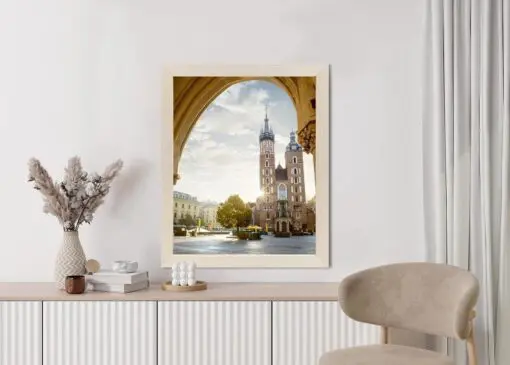 Poster Blick Von Der Tuchhalle Auf Die Marienkirche In Krakau