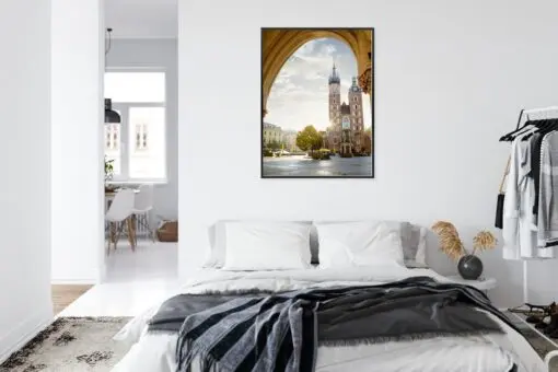 Poster Blick Von Der Tuchhalle Auf Die Marienkirche In Krakau