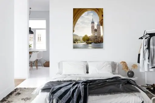 Poster Blick Von Der Tuchhalle Auf Die Marienkirche In Krakau