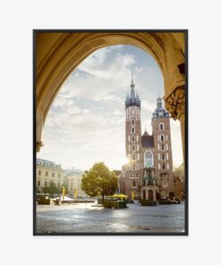 Poster Blick Von Der Tuchhalle Auf Die Marienkirche In Krakau