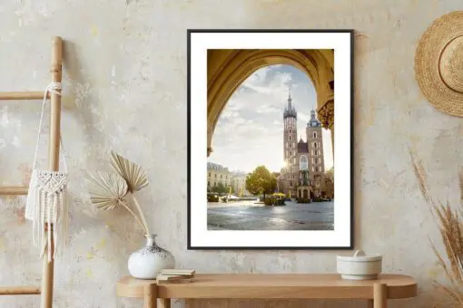 Poster Blick Von Der Tuchhalle Auf Die Marienkirche In Krakau