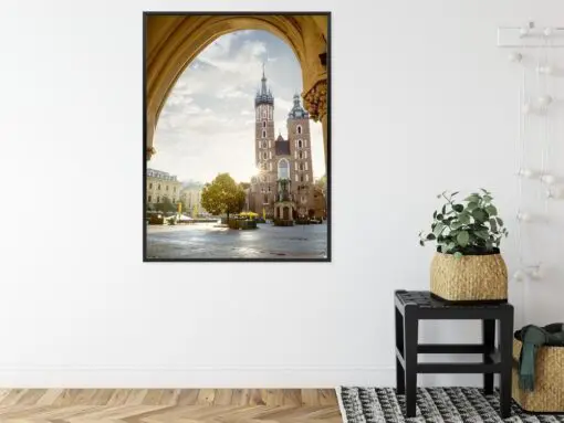 Poster Blick Von Der Tuchhalle Auf Die Marienkirche In Krakau