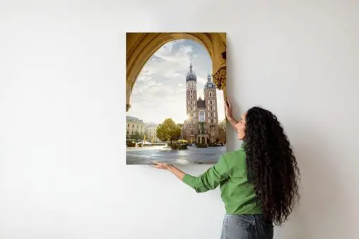 Poster Blick Von Der Tuchhalle Auf Die Marienkirche In Krakau