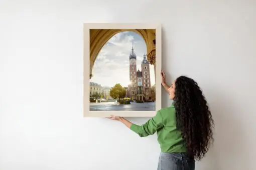 Poster Blick Von Der Tuchhalle Auf Die Marienkirche In Krakau