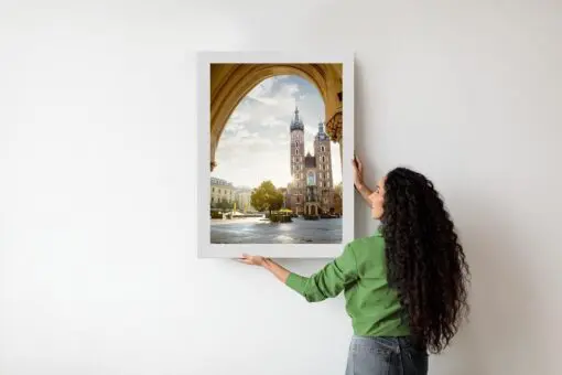 Poster Blick Von Der Tuchhalle Auf Die Marienkirche In Krakau