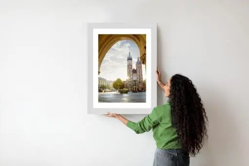 Poster Blick Von Der Tuchhalle Auf Die Marienkirche In Krakau
