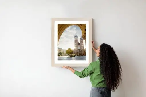 Poster Blick Von Der Tuchhalle Auf Die Marienkirche In Krakau