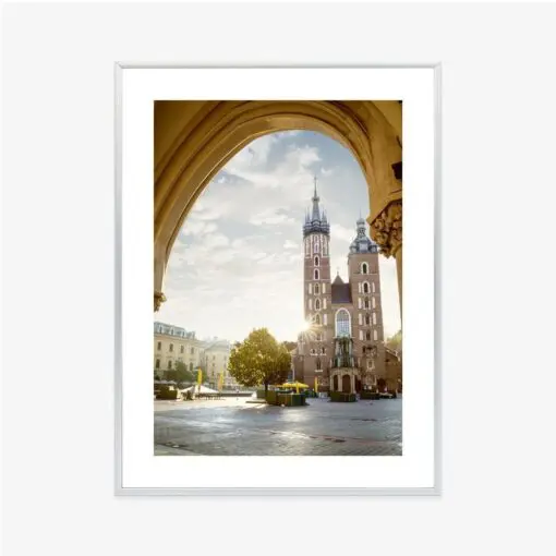 Poster Blick Von Der Tuchhalle Auf Die Marienkirche In Krakau