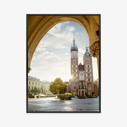 Poster Blick Von Der Tuchhalle Auf Die Marienkirche In Krakau