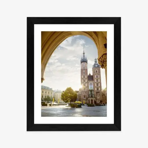 Poster Blick Von Der Tuchhalle Auf Die Marienkirche In Krakau