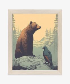 Poster Braunbär Vor Dem Hintergrund Schneebedeckter Hügel