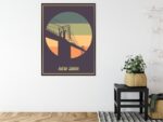 Poster Brooklyn Bridge Im Vintage-Stil Rahmen Aluminium Farbe Schwarz