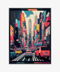 Poster Bunte Autos Auf Der Straße Von New York Abstraktion