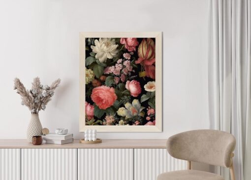 Poster Bunte Blumen Auf Schwarzem Hintergrund