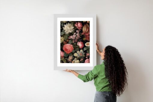 Poster Bunte Blumen Auf Schwarzem Hintergrund