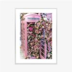Poster Bunte Blumen In Einer Rosa Telefonzelle