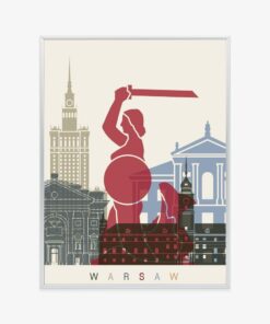 Poster Bunte Silhouetten Der Architektur Und Der Warschauer Meerjungfrau