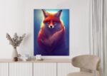 Poster Colorful Vibrant Fox Portrait. Digital Art.