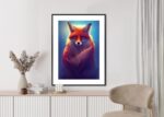 Poster Colorful Vibrant Fox Portrait. Digital Art.