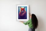 Poster Colorful Vibrant Fox Portrait. Digital Art.