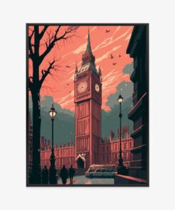 Poster Comic-Illustration Von Big Ben In London