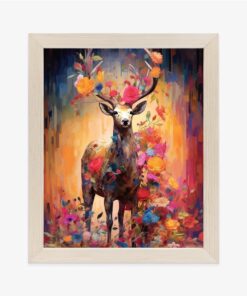 Poster Ein Animierter Mit Blumen Bedeckter Hirsch