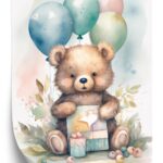 Poster Ein Bär Mit Einem Haufen Luftballons