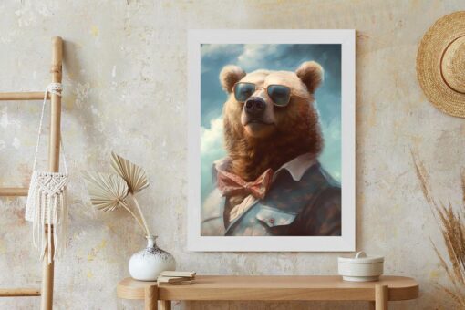 Poster Ein Bär Mit Fliege Und Brille