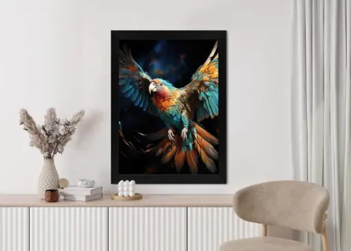 Poster Ein Bunter Papagei Mit Ausgebreiteten Flügeln