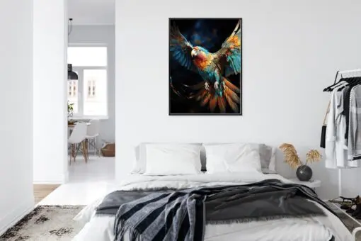 Poster Ein Bunter Papagei Mit Ausgebreiteten Flügeln