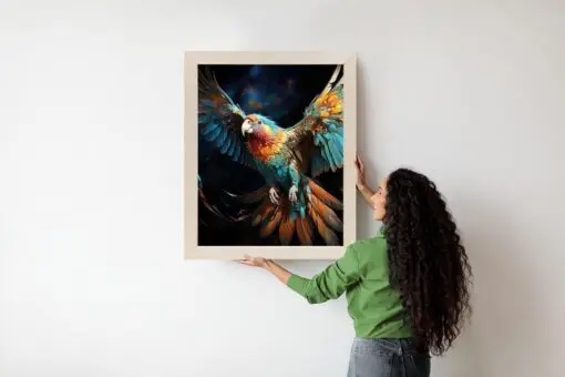 Poster Ein Bunter Papagei Mit Ausgebreiteten Flügeln