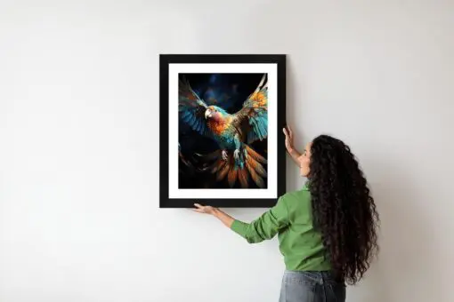 Poster Ein Bunter Papagei Mit Ausgebreiteten Flügeln