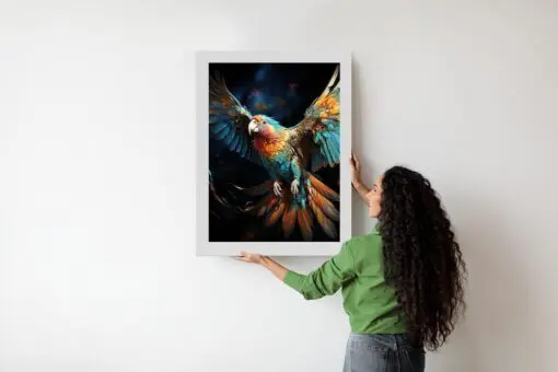 Poster Ein Bunter Papagei Mit Ausgebreiteten Flügeln